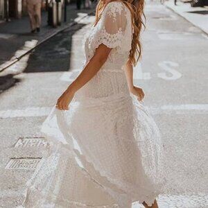 Boho gypsy lace midi dress